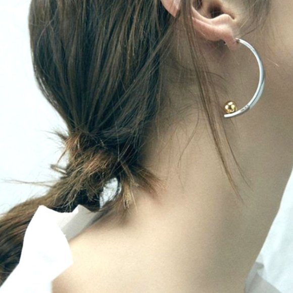 Silvertone & Goldtone Vela Drop Earrings - Picture 2 of 6